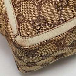 Pre Owned Gucci Off White/Beige GG Canvas Abbey D-Ring Pochette