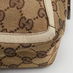 Pre Owned Gucci Off White/Beige GG Canvas Abbey D-Ring Pochette