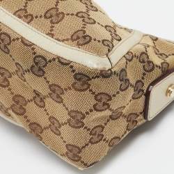 Pre Owned Gucci Off White/Beige GG Canvas Abbey D-Ring Pochette