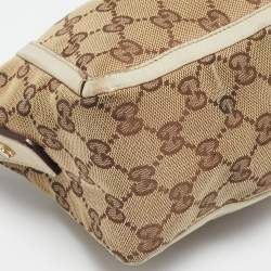 Pre Owned Gucci Off White/Beige GG Canvas Abbey D-Ring Pochette