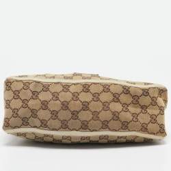 Pre Owned Gucci Off White/Beige GG Canvas Abbey D-Ring Pochette