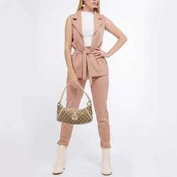 Pre Owned Gucci Off White/Beige GG Canvas Abbey D-Ring Pochette