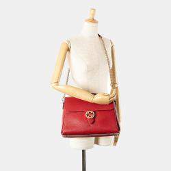 Gucci Red Medium Dollar Calf Interlocking G Satchel