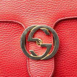Gucci Red Medium Dollar Calf Interlocking G Satchel