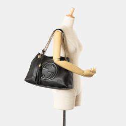 Gucci Black Medium Leather Soho Chain Tote