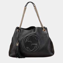 Gucci Black Medium Leather Soho Chain Tote