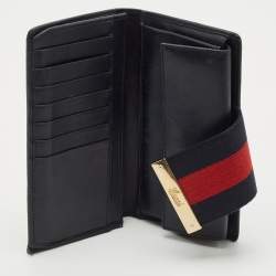 Gucci Blue/Beige GG Canvas and Leather Ladies Web Continental Wallet