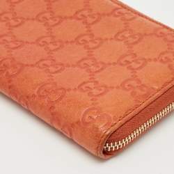 Gucci Orange Guccissima Leather Bamboo Tassel Zip Around Wallet