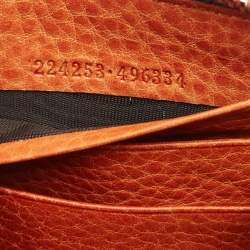 Gucci Orange Guccissima Leather Bamboo Tassel Zip Around Wallet