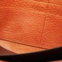 Gucci Orange Guccissima Leather Bamboo Tassel Zip Around Wallet