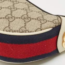 Gucci Off White/Beige GG Supreme Canvas Mini Web Ophidia Shoulder Bag