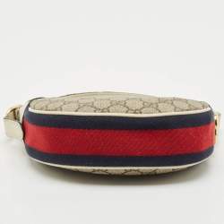 Gucci Off White/Beige GG Supreme Canvas Mini Web Ophidia Shoulder Bag