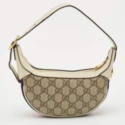 Gucci Off White/Beige GG Supreme Canvas Mini Web Ophidia Shoulder Bag