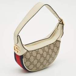Gucci Off White/Beige GG Supreme Canvas Mini Web Ophidia Shoulder Bag