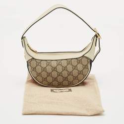Gucci Off White/Beige GG Supreme Canvas Mini Web Ophidia Shoulder Bag