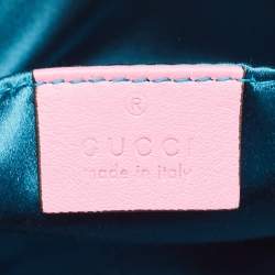 Pre Owned Gucci Pink Matelassé Velvet Mini Faux Diamond GG Marmont Camera Bag