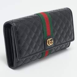 Gucci Black Quilted Leather Web GG Marmont Continental Wallet