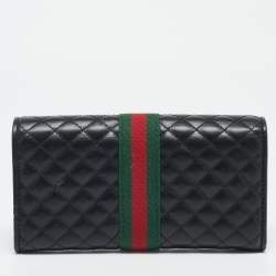 Gucci Black Quilted Leather Web GG Marmont Continental Wallet