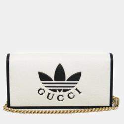 Gucci Black, Off White Leather Adidas Wallet on Chain 