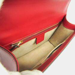Gucci Red Leather Sylvie Shoulder Bag 