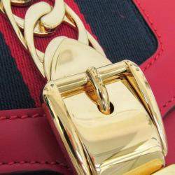 Gucci Red Leather Sylvie Shoulder Bag 