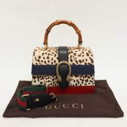 Gucci Multicolor Calf Hair and Leather Medium Dionysus Bamboo Top Handle Bag
