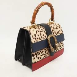 Gucci Multicolor Calf Hair and Leather Medium Dionysus Bamboo Top Handle Bag