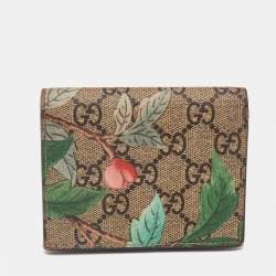 Gucci Beige GG Supreme Canvas and Leather Tian Card Case