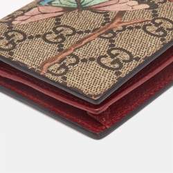 Gucci Beige GG Supreme Canvas and Leather Tian Card Case