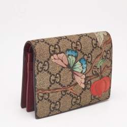 Gucci Beige GG Supreme Canvas and Leather Tian Card Case