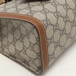 Gucci Brown/Beige GG Supreme Canvas and Leather Small Padlock Shoulder Bag