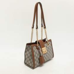 Gucci Brown/Beige GG Supreme Canvas and Leather Small Padlock Shoulder Bag