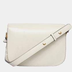 Pre Owned Gucci White Leather 1955 Horsebit Shoulder Bag