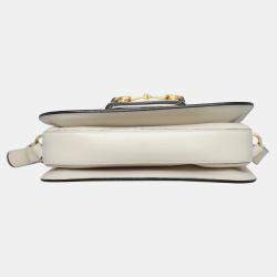 Pre Owned Gucci White Leather 1955 Horsebit Shoulder Bag