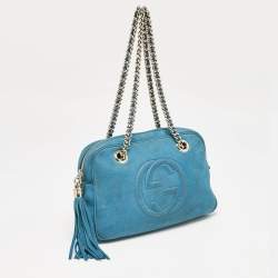 Gucci Blue Nubuck Medium Soho Chain Shoulder Bag