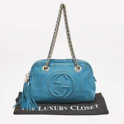 Gucci Blue Nubuck Medium Soho Chain Shoulder Bag