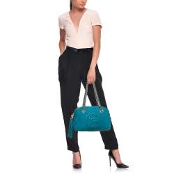 Gucci Blue Nubuck Medium Soho Chain Shoulder Bag