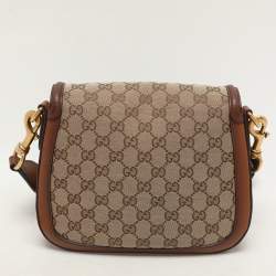 Gucci Beige/Brown GG Canvas and Leather Lady Web Flap Crossbody Bag