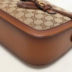 Gucci Beige/Brown GG Canvas and Leather Lady Web Flap Crossbody Bag