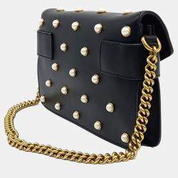 Pre Owned Gucci Black Leather Broadway Metal B Shoulder Bag