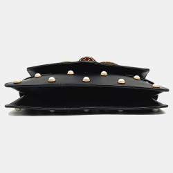 Pre Owned Gucci Black Leather Broadway Metal B Shoulder Bag