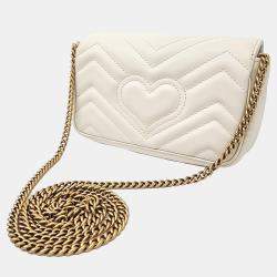 Gucci Cream Leather Matrace Super Mini crossbody Bag