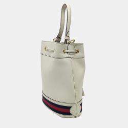 Gucci Cream Leather Ophidia small bucket bag