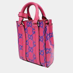 Gucci Pink Leather Supreme Mini Tote and Shoulder Bag