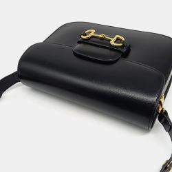 Gucci Black Leather 1955 Horsebit Shoulder Bag