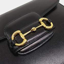 Gucci Black Leather 1955 Horsebit Shoulder Bag