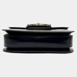 Gucci Black Leather 1955 Horsebit Shoulder Bag