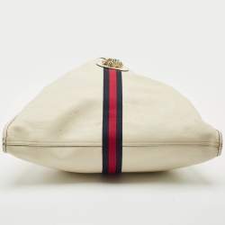 Gucci Off White Leather Large Web Rajah Tote