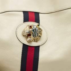 Gucci Off White Leather Large Web Rajah Tote