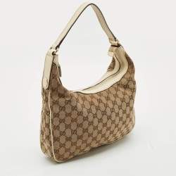Gucci White/Beige GG Canvas and Leather Charmy Hobo 